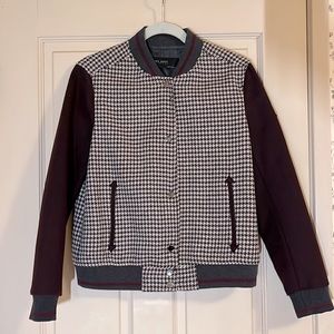 LIKE NEW Zara Houndstooth Plaid Varsity Bomber Jacket